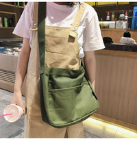 Solid Color Unisex Men's And Women's Canvas Shoulder Bag