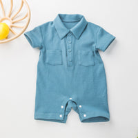 Children's Clothing Short Sleeved Kazakhstan Romper Korean Waffle Triangle Rompers