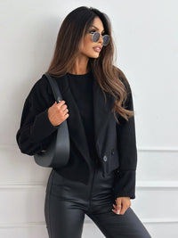 Fashionable All-match Suit Collar Short Woolen Coat