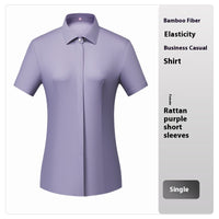 Bamboo Fiber White Shirt Men's Professional Short Sleeve