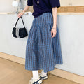 Blue Plaid High Waist Slim A-line Skirt