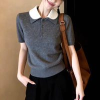 Simple Loose Comfortable Slimming Everyday Commuter Gray Top For Women