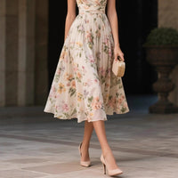 Chiffon V-neck Sleeveless A-line Bodycon Dress