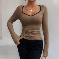 Y2g Hot Girl Long Sleeve Solid Color Blouse