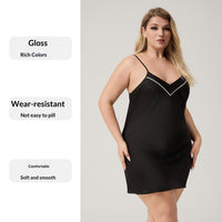Plus-size Womens Summer Ice-silk Camisole Sexy Nightdress With A V-neck