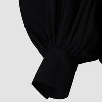 Black Oversized Collar Balloon Sleeve Shirt