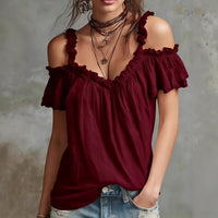 Cotton-linen Lotus-leaf Collar Casual Camisole