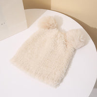 Bear Plush Ear Protection Knitted Hat Women's Warm Double Hairball Wool Hat