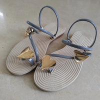 Women's Summer Love Decorative Button Flat Sandals