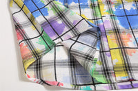 Tie Dye Short Sleeve Plaid Shirt Men