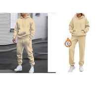 Men's Casual Sports Suit Solid Color Hoodie With Gridles Pants