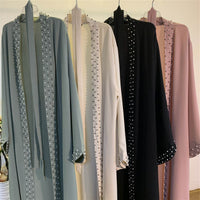 Beaded Muslim Lace Up Cardigan Robe