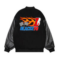 Flame Embroidered Baseball Uniform Jacket European And American Men's Loose