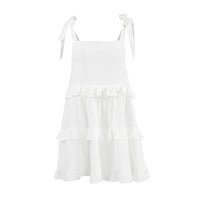 Pure Cotton Lace-up Ruffled Hem Fashion Nightgown For Women