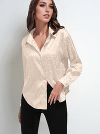 Women's Faux Silk Shirt Top Long Sleeve
