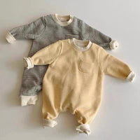 Korean Style Spring And Autumn New Men And Women Baby Striped Long-sleeve Jumpsuit