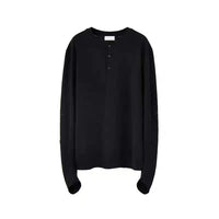 Cotton Henry Collar Embroidered Light Luxury Long-sleeved T-shirt Men And Women Same Style Top