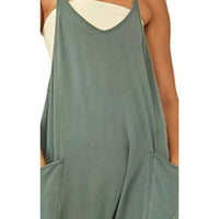 Women Zipper Pocket Suspender Trousers Jumpsuit