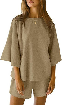 Women's Elastic-Waist Shorts Fashionable Casual Set