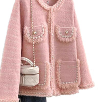 New French-style Chic Knit In Faux Mink Velvet For Spring And Autumn
