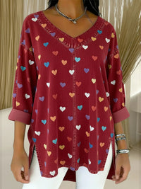Retro Botanical Print Relaxed-fit Long-sleeve Casual Top