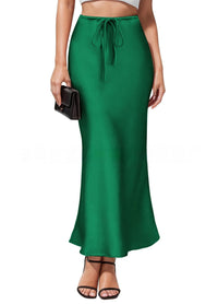 Intellectual Irregular Acetate Satin Skirt Elegant High Waist