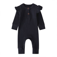 Baby Casual Rompers Jumpsuit Children's New Baby Sunken Stripe Girls' Long-sleeved Jumpsuit