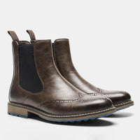 Chelsea Boots Men's Retro Sleeve Mid-top Carved Outer
