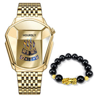 Turntable Steel-band Watch Pixiu Bead Bracelet Set