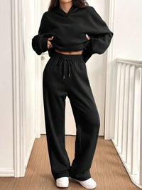 Womens Casual Warm Hooded Top And Pants Set