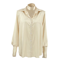 Champagne French Satin Shirt Autumn And Winter Temperament Professional Inner Wear