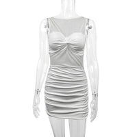 Women's Sexy Mesh Crew-Neck Sleeveless Dress