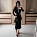 Flared-sleeve Waist-cinched Sheath-style Elegant Black Midi Dress