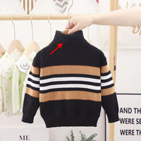 Boys' Fashion Simple Crystal Mink Velvet Round Neck Sweater