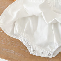 Infants And Children Baby Girls Lace Bubble Short-sleeved Jumpsuit