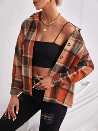 Lapel Single Breasted Cardigan Plaid Woolen Temperament Commute