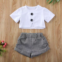 White Upper Garment Gray Plaid Suit 3-piece Set