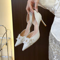 Women's All-match High Heel Stiletto Heel Pointed-toe Bowknot Flower Sandals