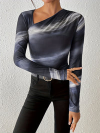 Spring And Autumn Women's Gradient Slimming Oblique Neck Base Shirt