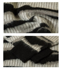 Striped Contrast Color Haima Wool Sweater For Women