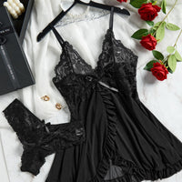 Two-piece Suspender Dress Mesh Transparent Nightdress