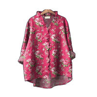 Women's Loose Print Crew Neck Casual Plus Size Shirt