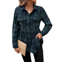 Lady Style Blouse With Green Stripes