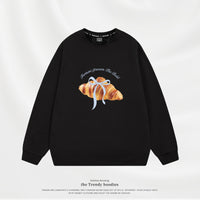 Korean-style Loose Croissant-horn Crew-neck Womens Hoodie