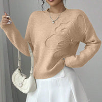 Fashionable All-match Casual Flower Round Neck Sweater Women's Sweater
