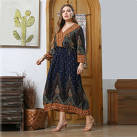 Loose-fit Pull-over V-neck Plus-size Long House Dress
