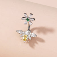 Colored Flower Bee Zircon Belly Button Ring