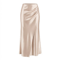 New Puffed Satin Skirt With Elastic Waist