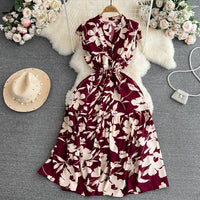 Elegant V-neck Printed Dress For Women