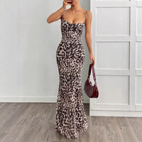 Fashionable, Chic, Elegant, Slim-Fit Leopard-Print Sleeveless Dress For Women